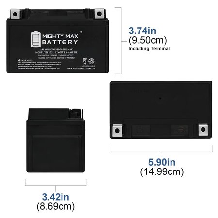 Mighty Max Battery YTZ10S 12V 8.6AH Replacement Battery compatible with Suzuki Burgman AN400 07-12 - 2PK MAX4017935
